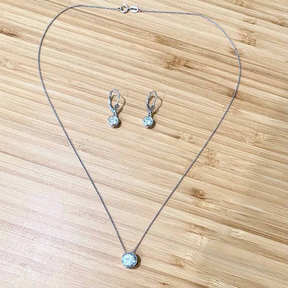 925 Sterling Silver Italy Earring Necklace Set